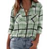 Women's Casual Plaid Long Sleeve Lapel Collar Cardigan Shirt