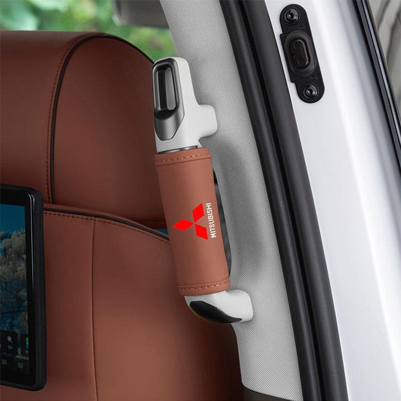 Skórzana Pokrywa Podłokietnika z Logo Samochodu Pokrowce Ochronne na Uchwyt Dachowy Dla Mitsubishi Asx Lancer Outlander Pajero Ralliart Akcesoria Stylizacja Samochodu