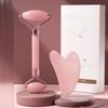 Rose Quartz Facial Roller & Scraping Set: Non-Jade Double-Headed Beauty Massager.
