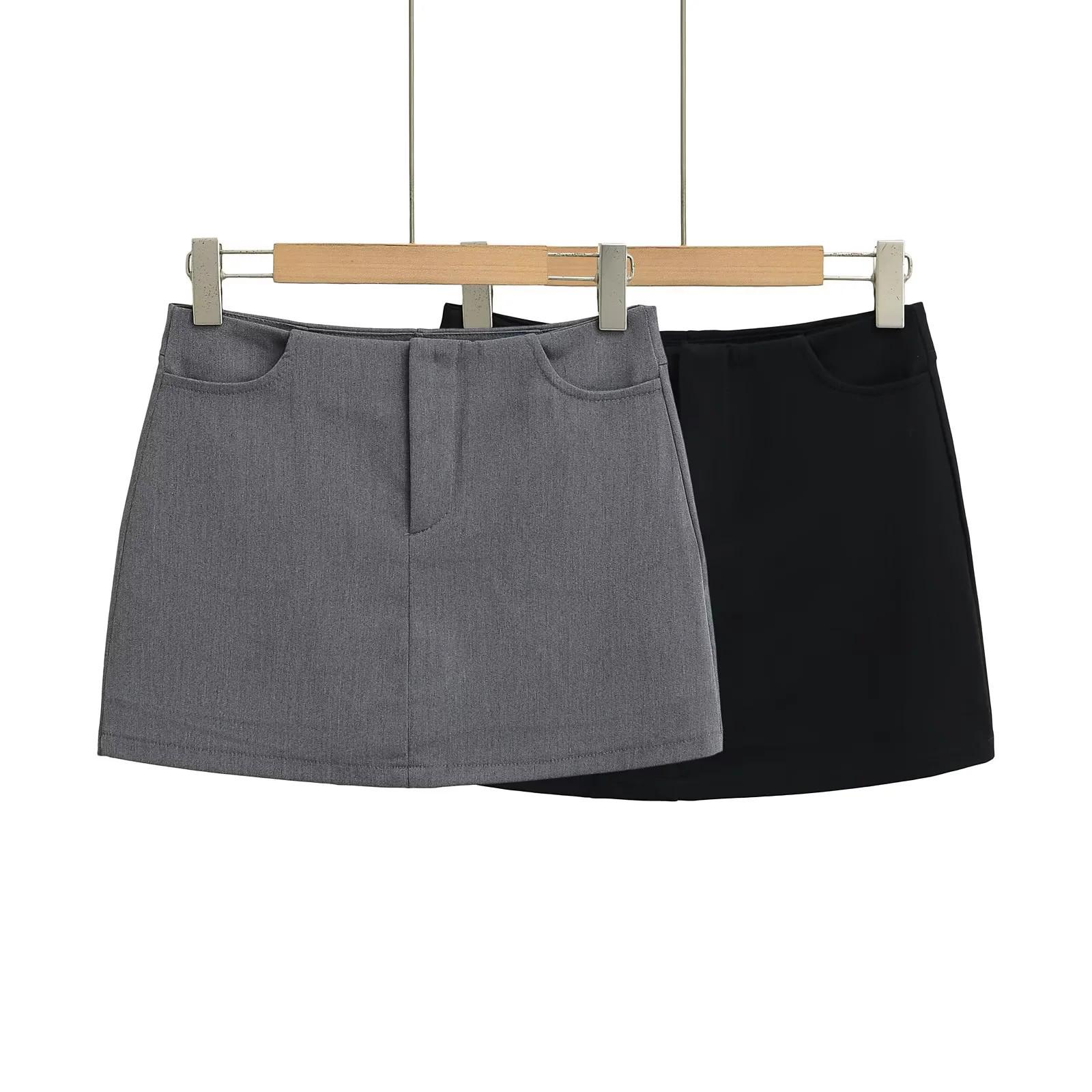 

2025 Sexy Bodycon Low-Waisted A-Line Mini Skirt for Women Small чорний