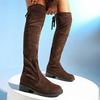 Fashion 2025 New Women Boots Winter brown Over The Knee Boots Comfort Lace Up Chunky High Heels Shoes Fashion Warm Suede Round Toe Boots