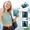 XIMAND Passport Holder Wallet Bag with 11 Card Slots and Passport Photo RFID Wristlet Travel Green Pocket, Pocket, Zippered, Blocking, Strap, Bag,