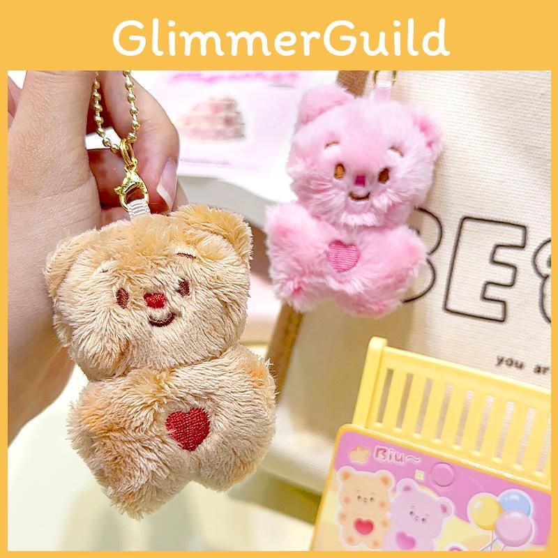 Original Jinnew Cream Bear Plush Keychain In Brown And Pink For Gifts Sweethearts