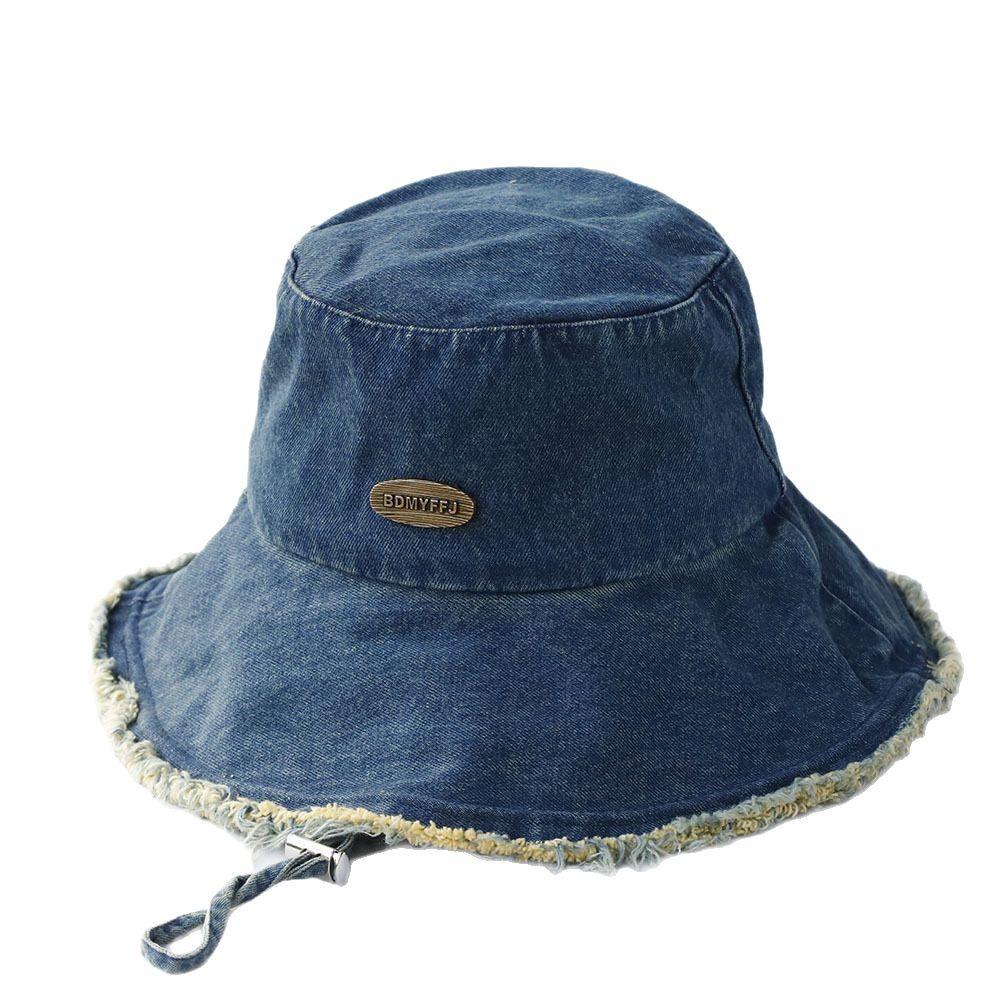 Spring New Pocket Design Denim Fisherman Hat Women Retro Big Head Circumference Sunshade Bucket Hat Basin Hat