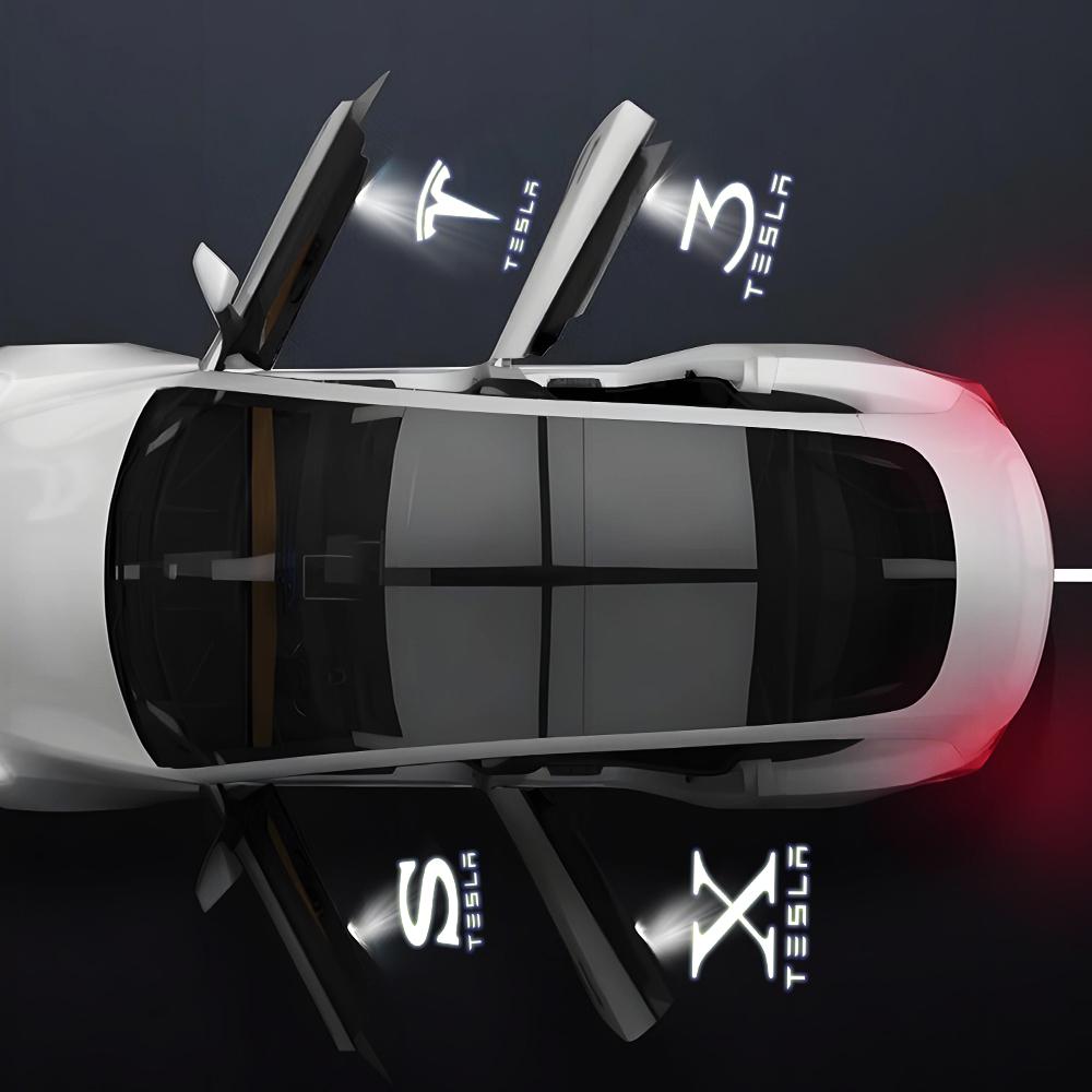 For Tesla Model 3 Model S X Model Y 2pcs Car Door LED Logo Projector Puddle Light Welcome Light Laser Projector Auto Accessories