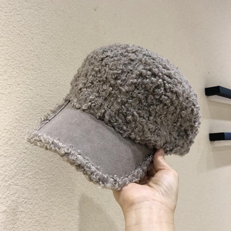 

Зимние шапки для женщин в корейском стиле, бейсболка из искусственной овчины, женская универсальная повседневная теплая бейсболка, новый стиль осень-зима Adjustable