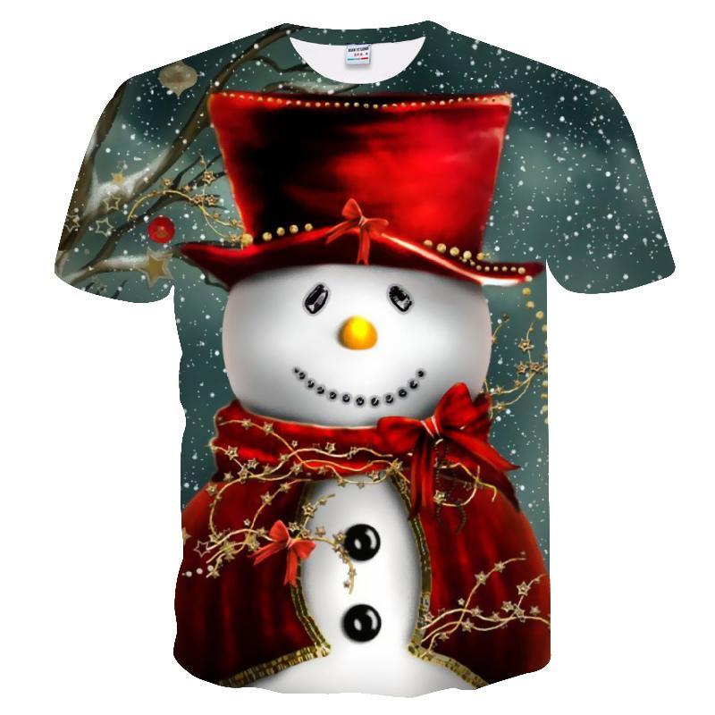 Happy New Year Men's and Women's T-shirts Christmas Carnival Trend 3D Printed T-shirt Crewneck Casual Short-sleeved Top