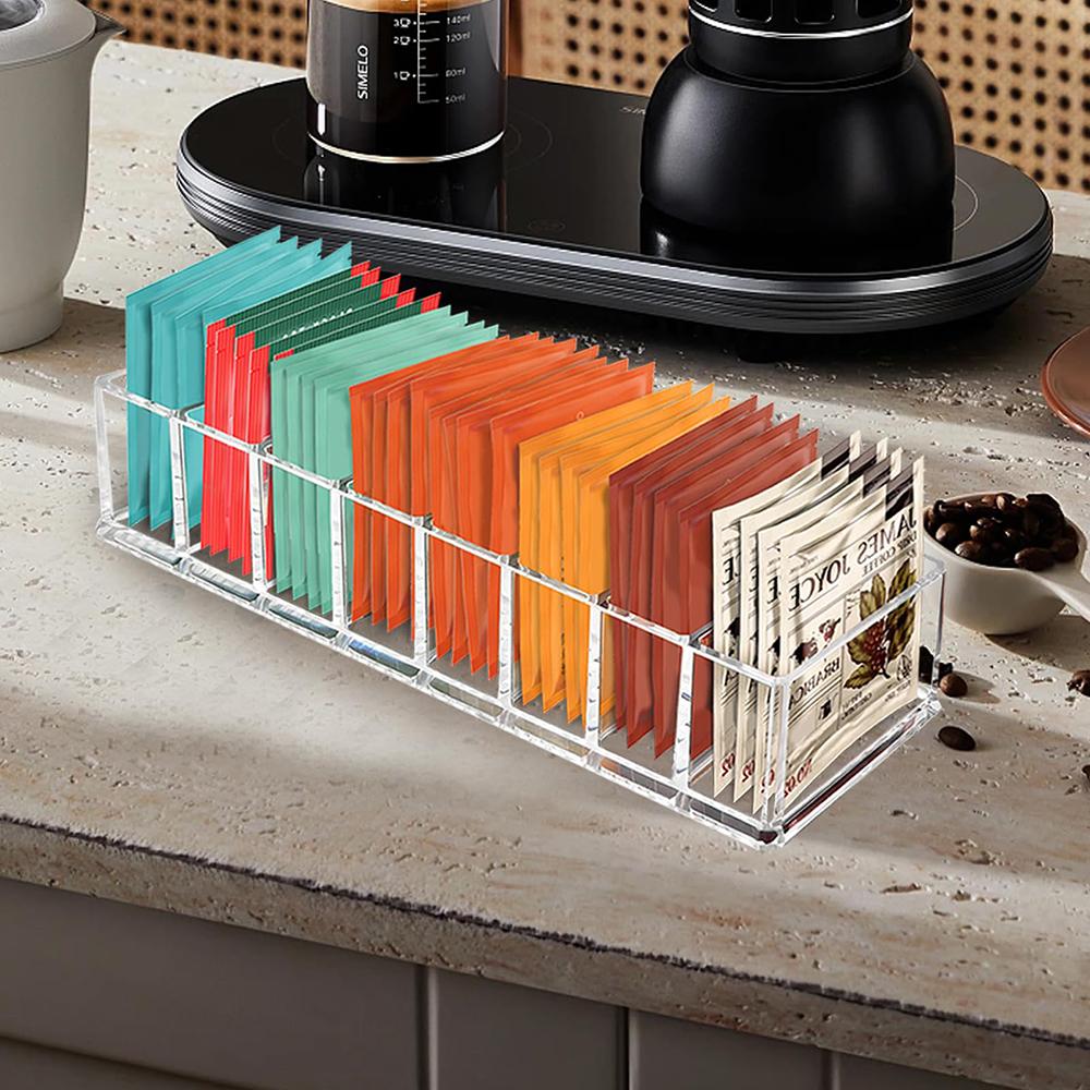 Acrylic Tea Bag Storage Box Coffee and Tea Bag Storage Box Office Desktop StorageBox Tea Sugar Storage Supplie Kitchen Organizer