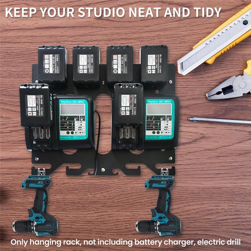 

A72U Charger Holder For Tool Room For 4 Batteries 14.4V/18V DC18RD DC18RC Charger Wall Mount