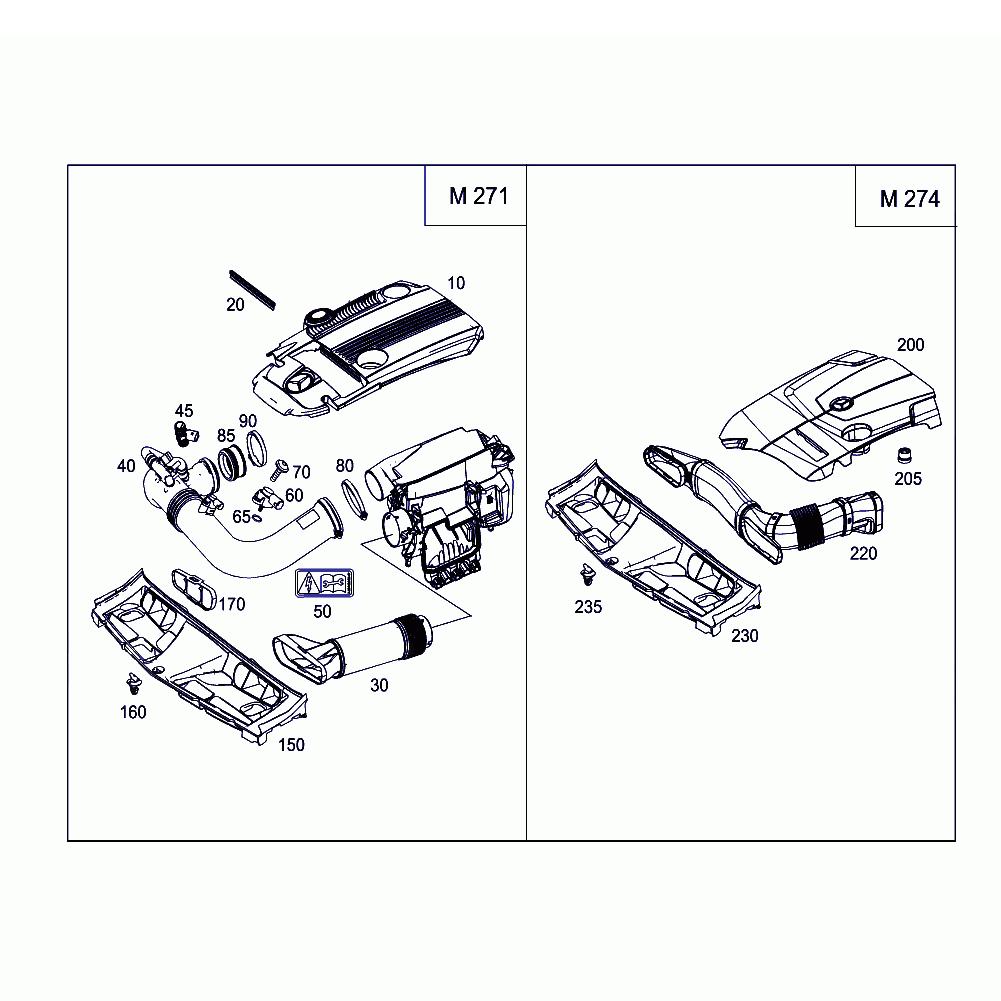 Turbochagrer Intake Pipe Repair Hose 2710901929 Fit for Mercedes Benz W204 C180 C250 E200 E250 SLK200 with M271 Engine