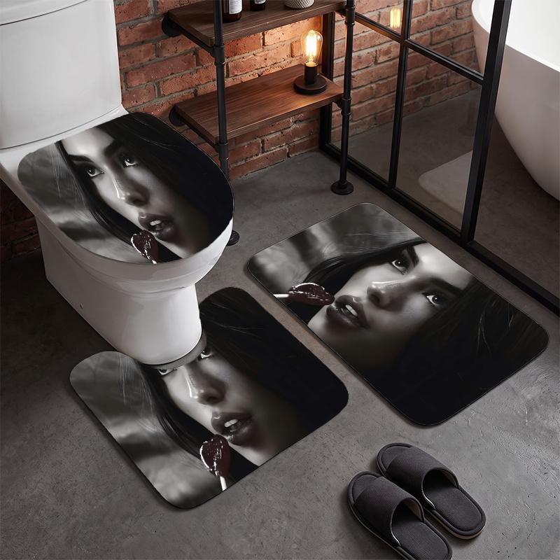 Madison Beer (5)Flannel Toilet 3 Piece Set Soft Bathroom Rug Non-Slip Toilet Seat Cover Bathroom Home Decor