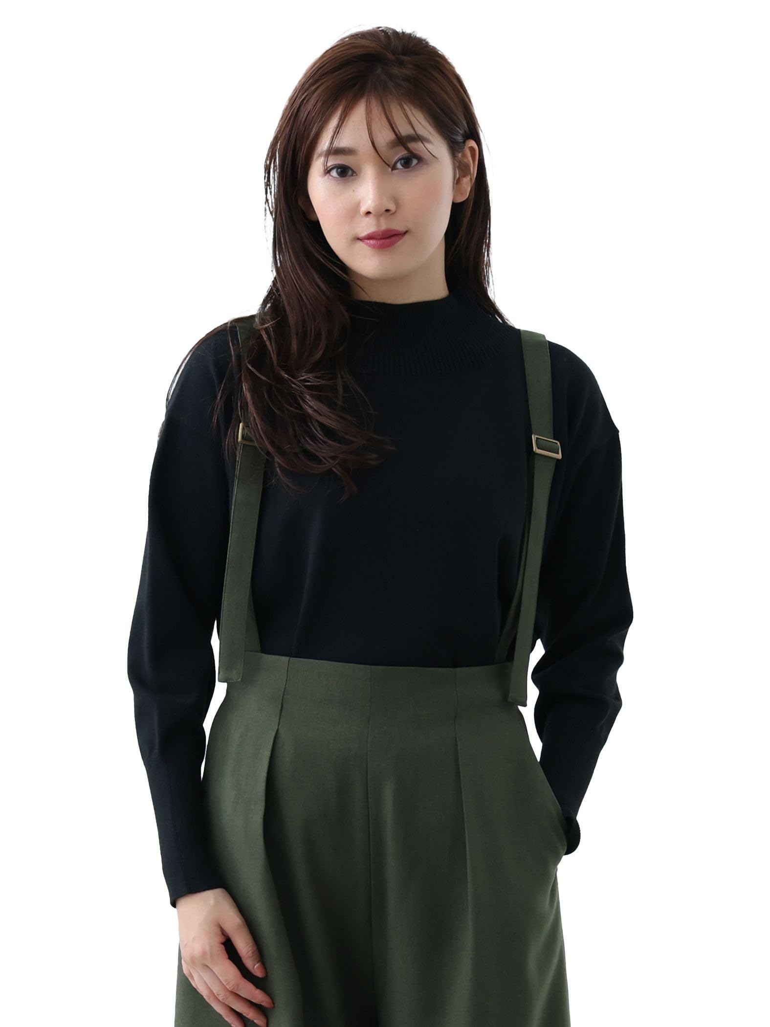 

OLIVE S Брюки с подтяжками Широкие брюки с высокой талией [Beams Heart] Женские