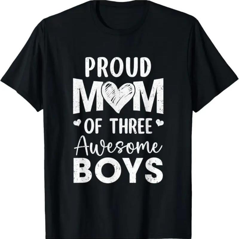 Proud Mom of Three Awesome Boys T-shirt en coton doux pour plus de confort S разноцветный