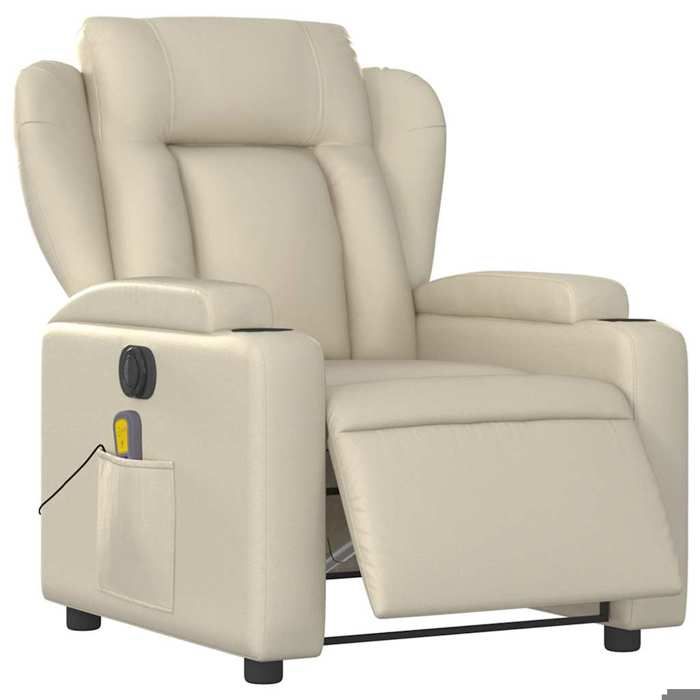 VidaXL Electric Reclining Massage Armchair Cream Faux Leather 3204538