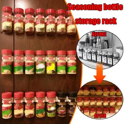 3/4/5/6Pcs Spice Clip Strips No-Punch Plastic Wall Rack 10-30 Jars for Kitchen Seasoning Bottles