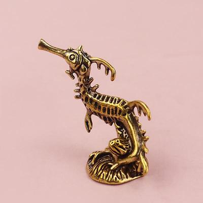 Brass Sea Horse Metal Statue Tabletop Decorated With Retro Deep-Sea Animal Statue Crafts