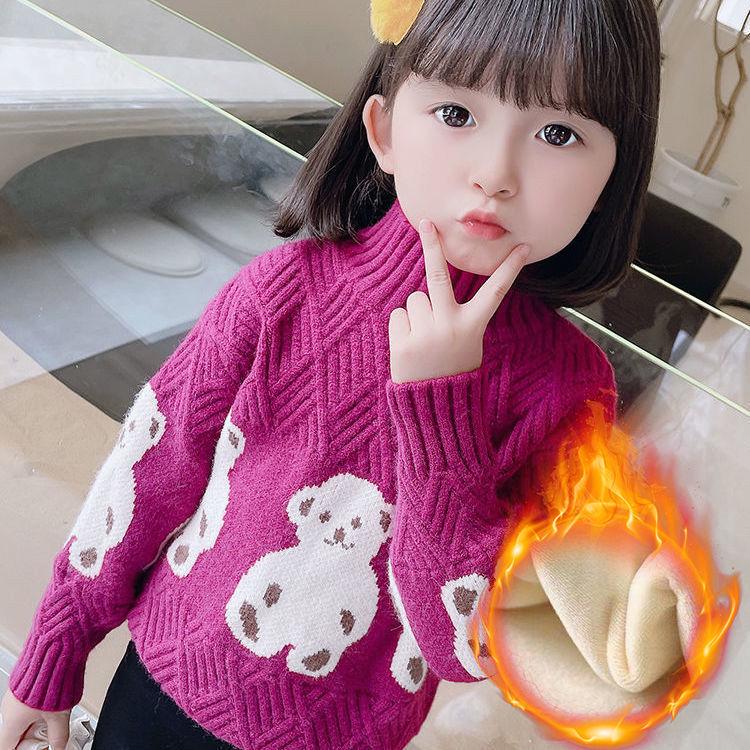 Dicker Pullover für Mädchen: Herbst-/Winterpullover mit Fleece - Warm, Stilvoll Gestrickt für mittelgroße bis große Kinder
