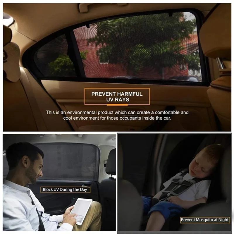 2 uds parasol de ventana lateral trasera de coche protección UV malla de protección previene mosquitos sol Protección de Privacidad cortina plegable