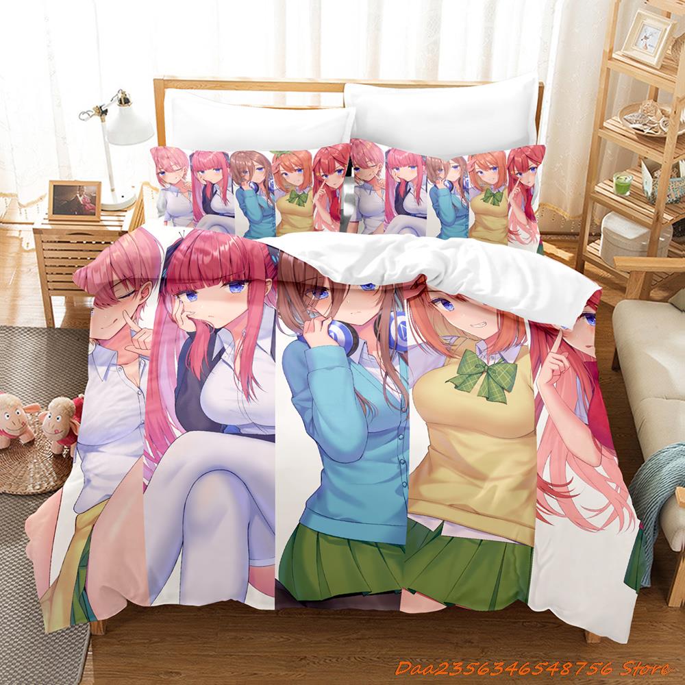 New The Quintessential Quintuplets Bedding Set Cartoon Anime three-piece set Adult Kid Bedroom Duvetcover Sets cama de casa