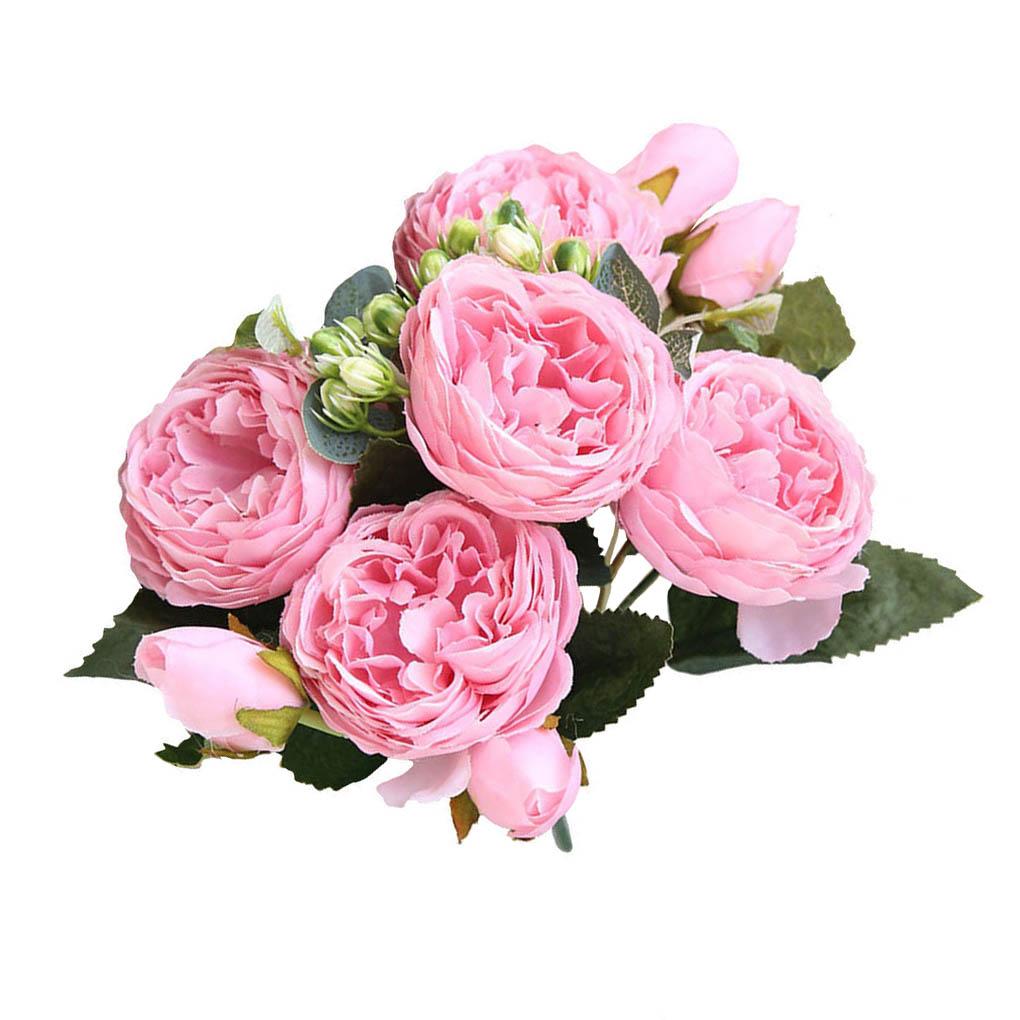 

5 Heads Artificial Rose Buds Flower Bouquet Wedding Decor Silk Cloth Flower