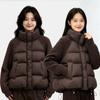 Winter new twist knitted sleeves splicing cotton clothes women's stand-up collar short small thickened warm jacket