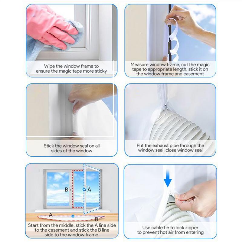 Portable Air Conditioner Window Sealing Kit Sealing Effect Window Vent Kit Waterproof Hot Air Stop Guard Keep House Cool Seal