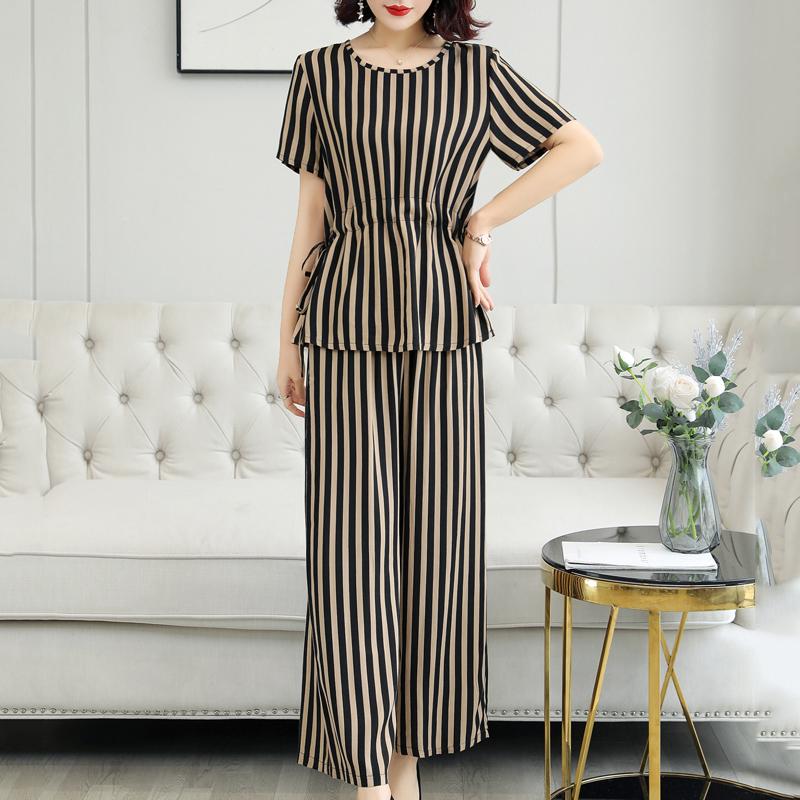 

Элегантные женские брюки комплекты летняя винтажная одежда свободный комплект из двух предметов больших размеров для женщин XL