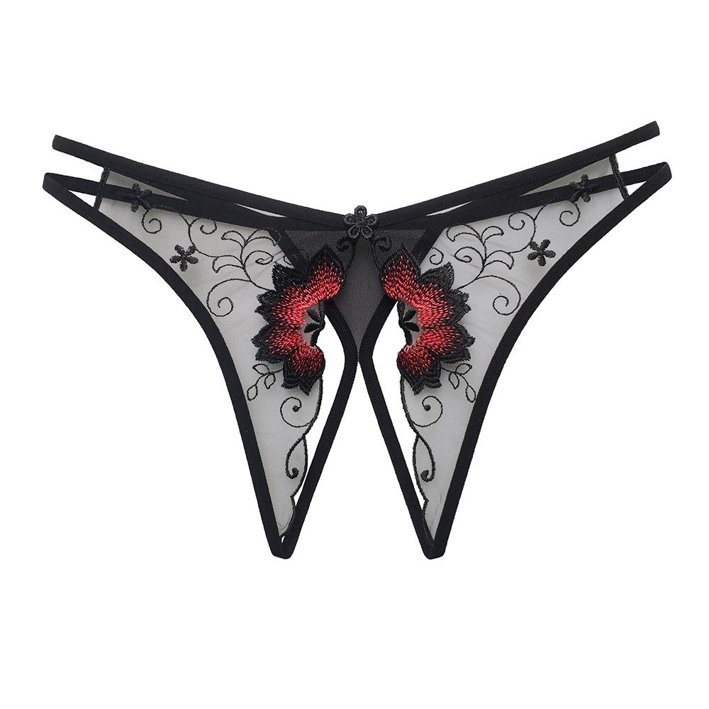 Women's Open Crotch Embroidered Sexy Panties