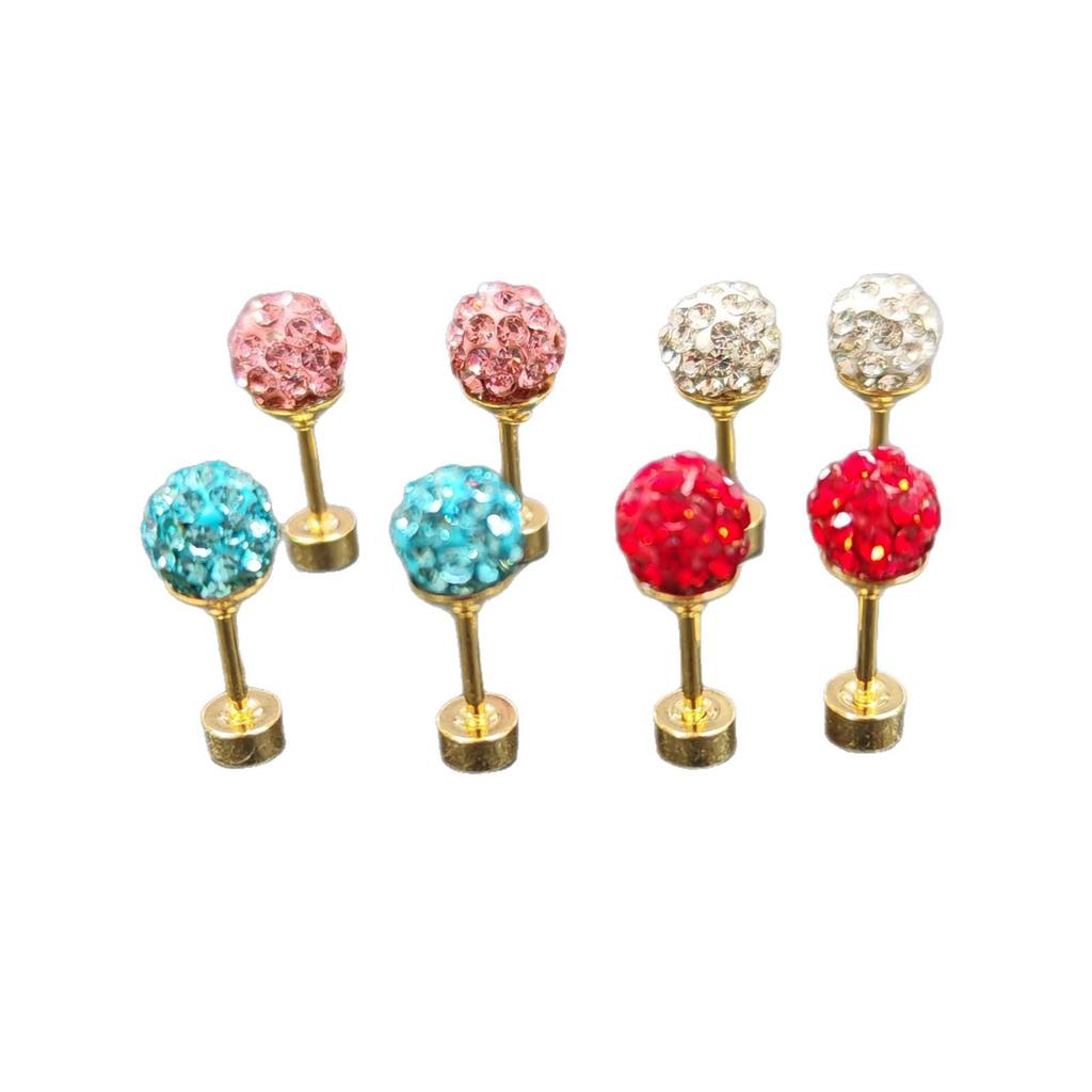 Stainless Steel Xiangbala Polymer Clay Ball Stud Earrings with Anti-Loss Twist Screw Design