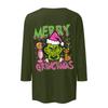 3/4 Sleeve Tops For Women T-Shirt Casual Christmas Print Tops T Shirt Round Neck Pullover Blouse