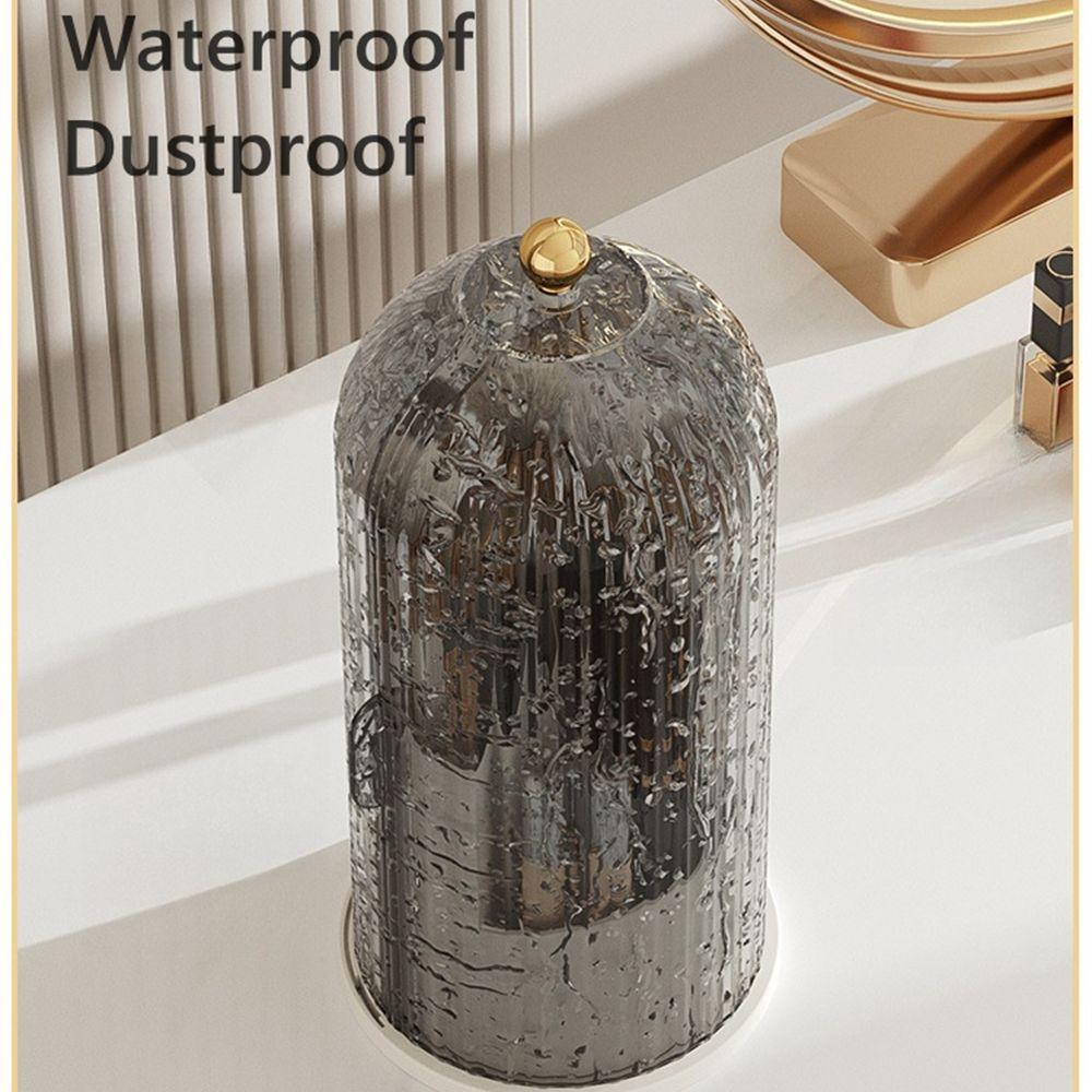 360° Rotating Makeup Brush Organiser Desktop Lipstick Storage Box with Lid Dustproof Birdcage Shape Case Eyebrow Pencil Holder