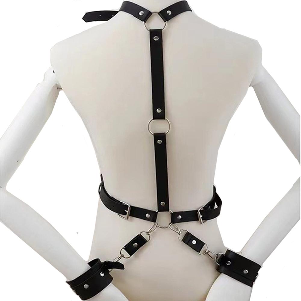 Neck To Wrist Restraints Kit Sexy Women Fetish Behind Back Handcuffs Collar Adjustable Bondage Set Couple Sex Game Tool 18+