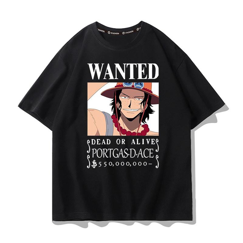 T-shirt Grafica One Piece Luffy ACE Anime Tee Uomo Moda Estiva 2026 Oversize Street Casual Y2K Top Abbigliamento Streetwear