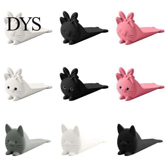 Portable Door Security Wedge 3D Printed Cute Cat Stopper, Non-Slip Cartoon Holder, Stop Decorative for Wood Floors Home Protection No Drill Stopper