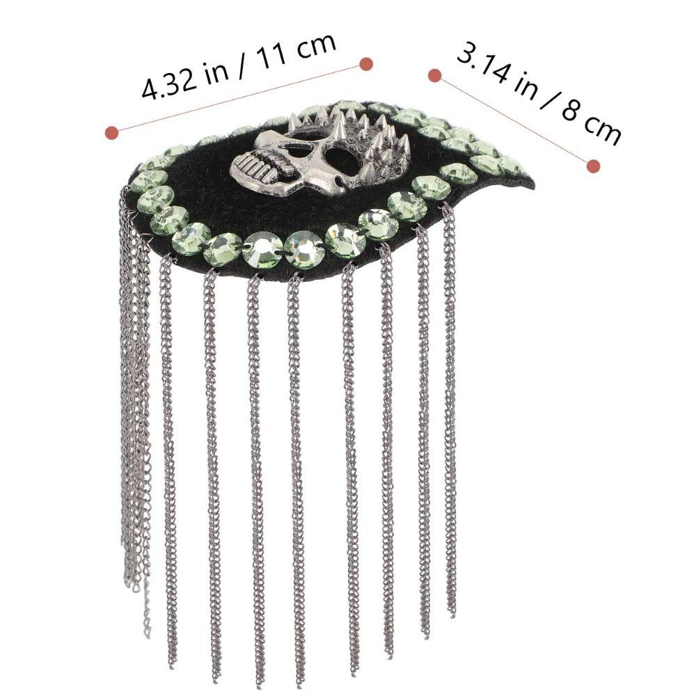 Cool Tassel Chain Epaulette Skull Jacket Vintage Brooch  Western-style clothes