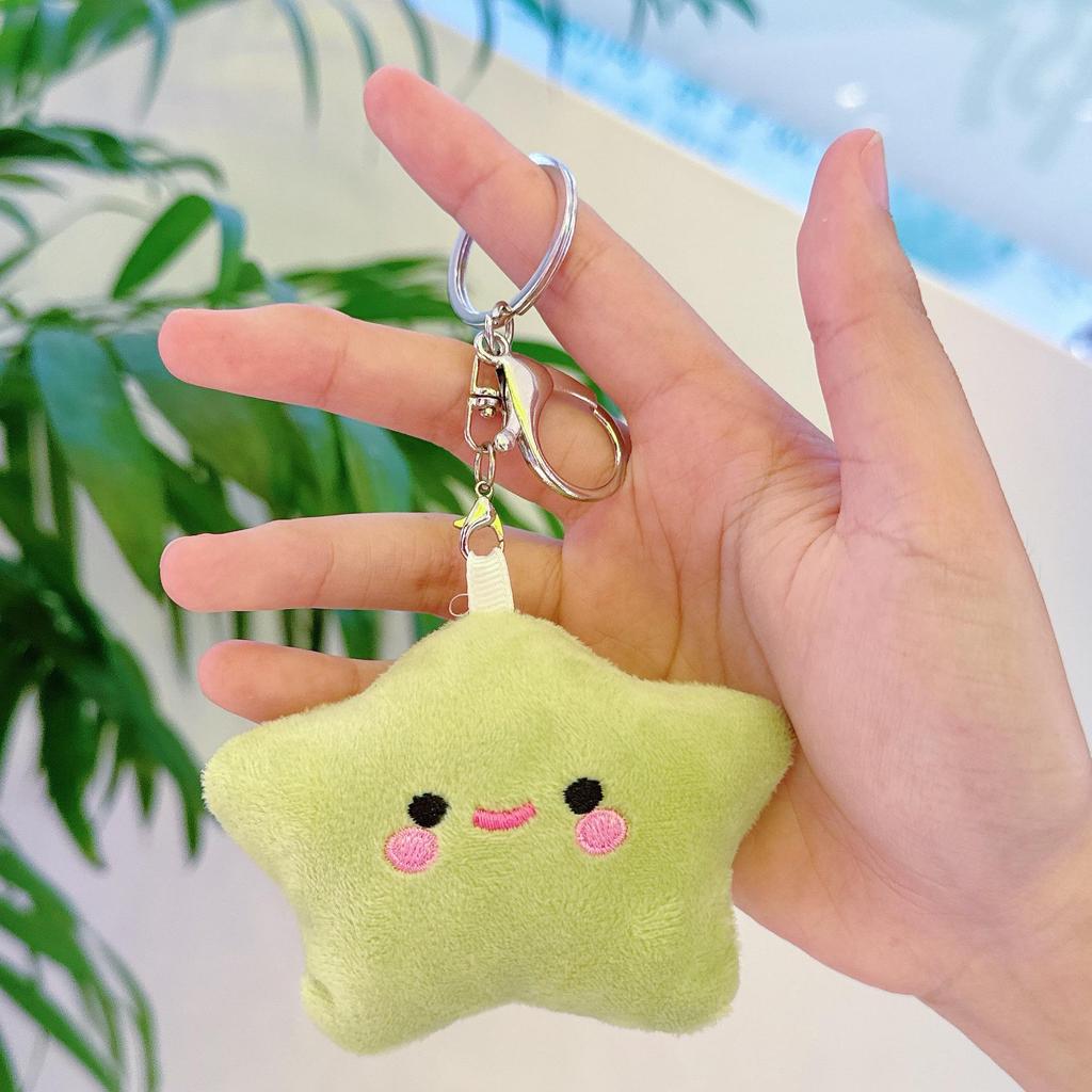 Five-Pointed Star Plush Bag Charm & Keychain - Cute, Girlish Heart Accessory for Backpacks