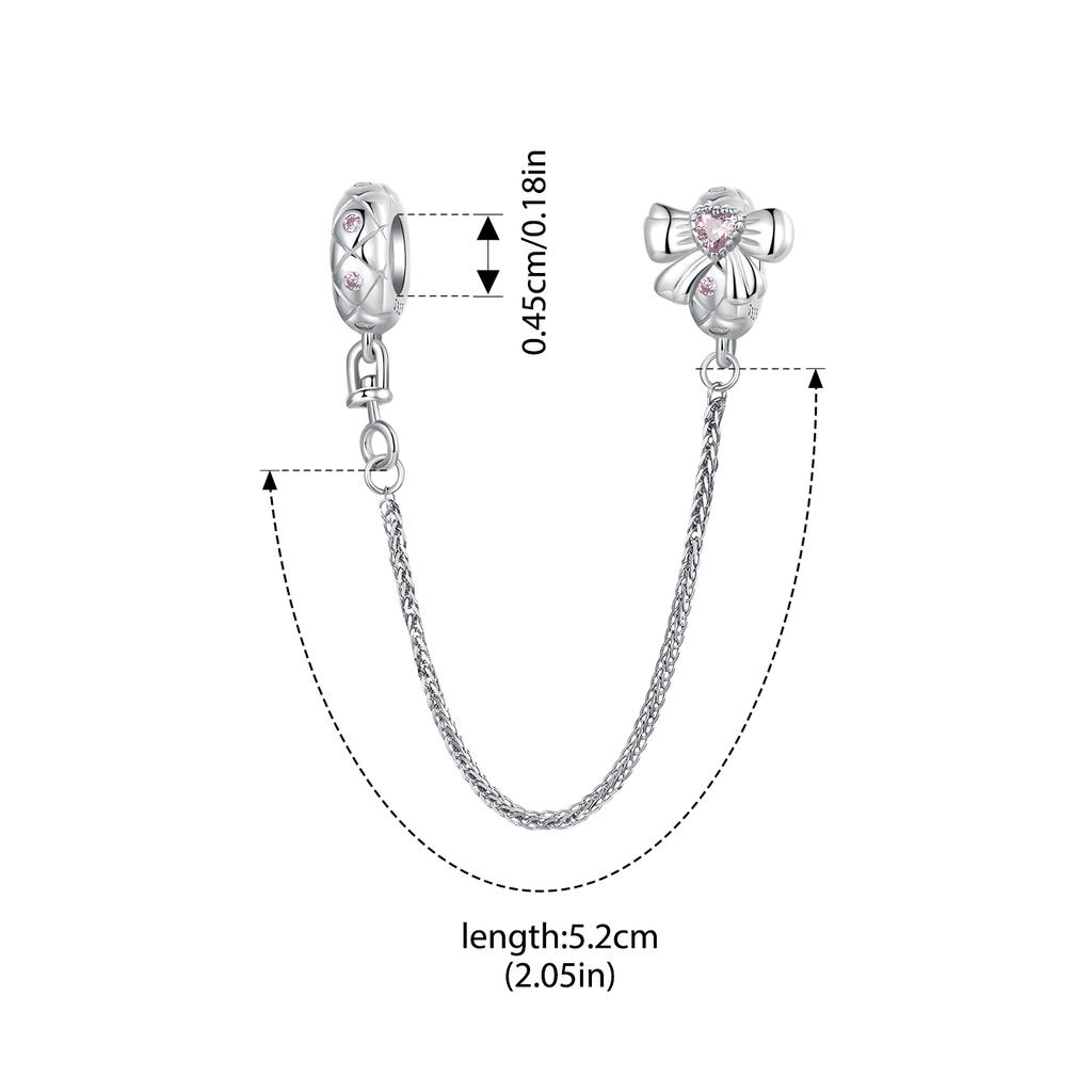 Bamoer Original 925 Silver Witch Knot Pendant Bow Charm Pink Love Beads DIY For Women Party Daily Gift Fine Jewlery