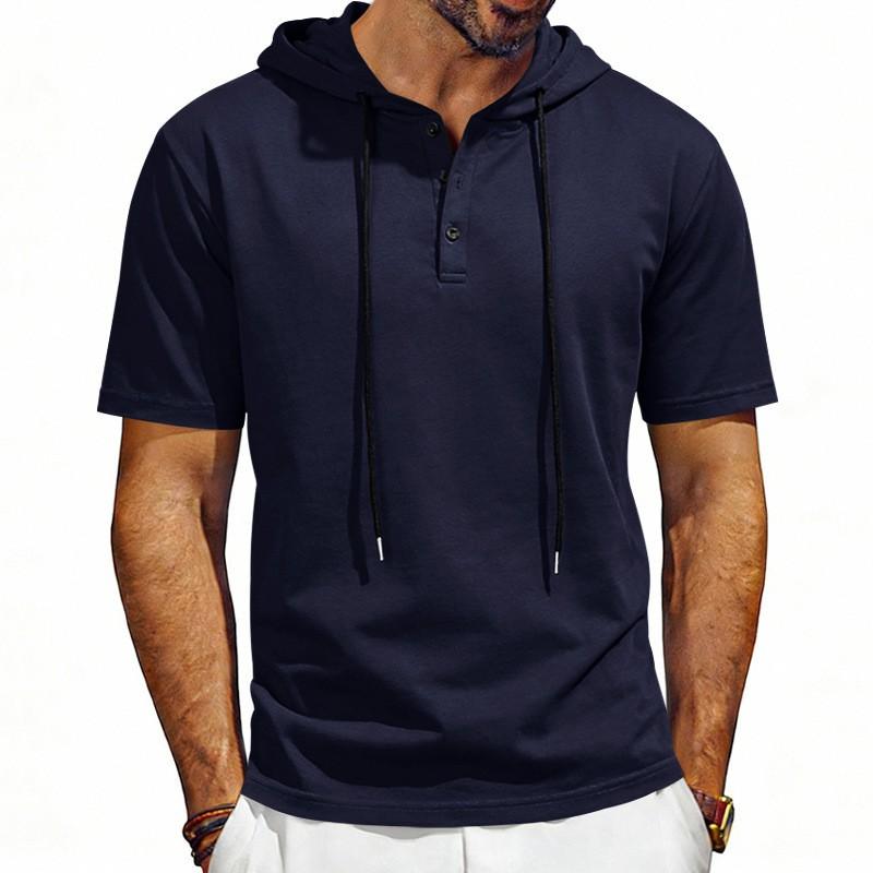 Mens Oversized Loose Fit Hooded Henley Sleeveless Top Sport Casual Vest