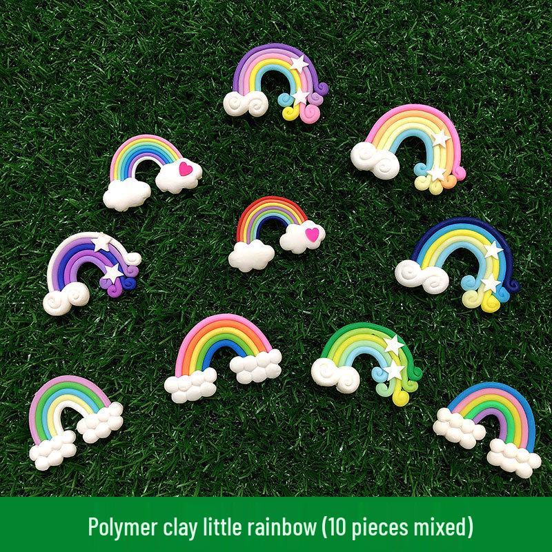 Topery na tort Tęczowa Chmurka i Gwiazdka - Kolorowe Cukierkowe Ozdoby z Miękkiej Gliny do Dekoracji Scenki Pieczenia DIY