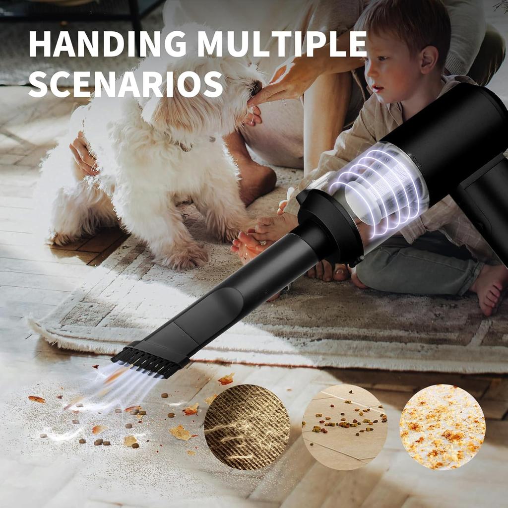 Car Vacuum Cleaner, 16000PA Car Vacuum Portable Cordless, 4-in-1 Mini Handheld Vacuum with Brushless Motor and Type C, Strong Suction Portable Vacuum