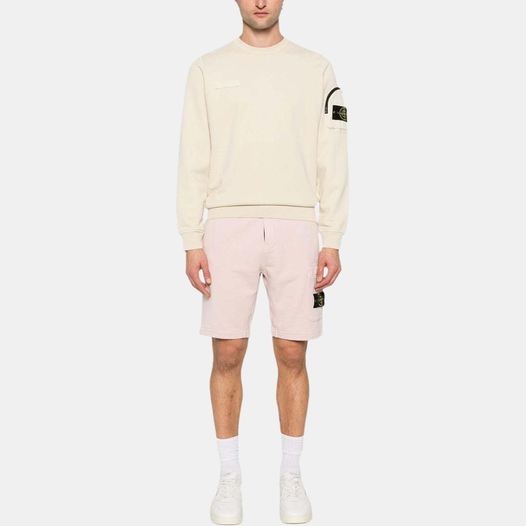 STONE ISLAND Solid Color Badge Crew Neck Pullover Sweatshirt Men Sweatshirt White K1S156100003S0123-V009B