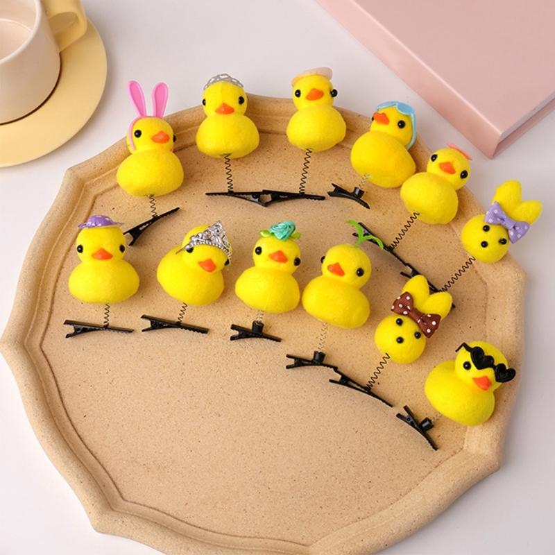 3D Tier Haarnadel Cartoon Gelbe Ente Haarspange Geburtstagsparty Haarspangen 12 STÜCKE Kinder Haarstyling-Accessoires