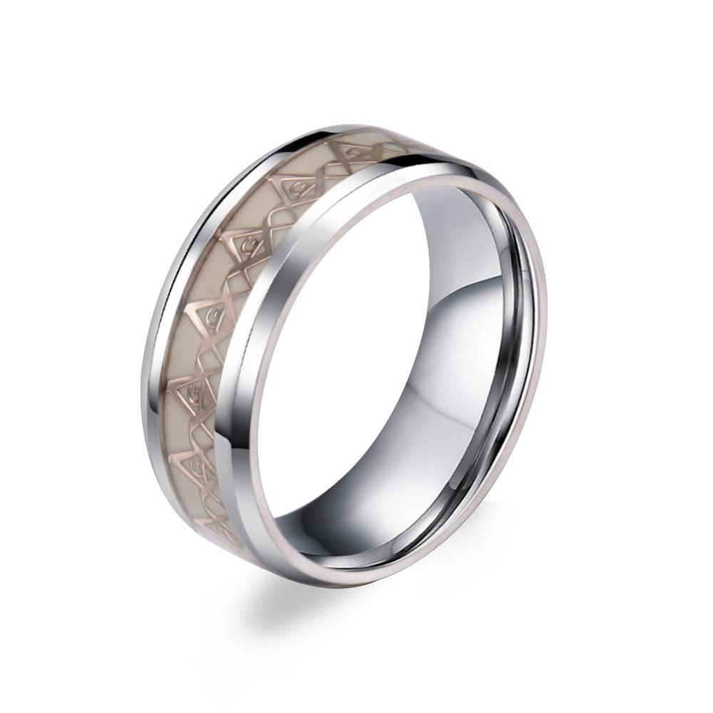 

Кольцо из титановой стали Масонское Светящееся Церковное Флуоресцентное Мужское Кольцо 7#