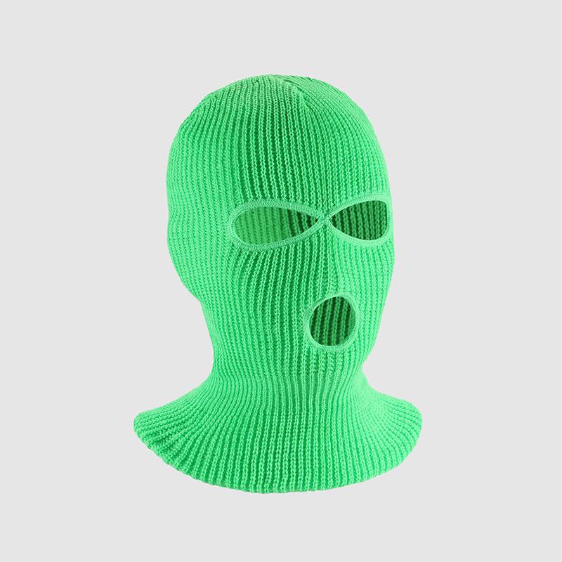 

Зимова тепла в язана балаклава: Вітрозахисна маска для обличчя з трьома отворами One Size