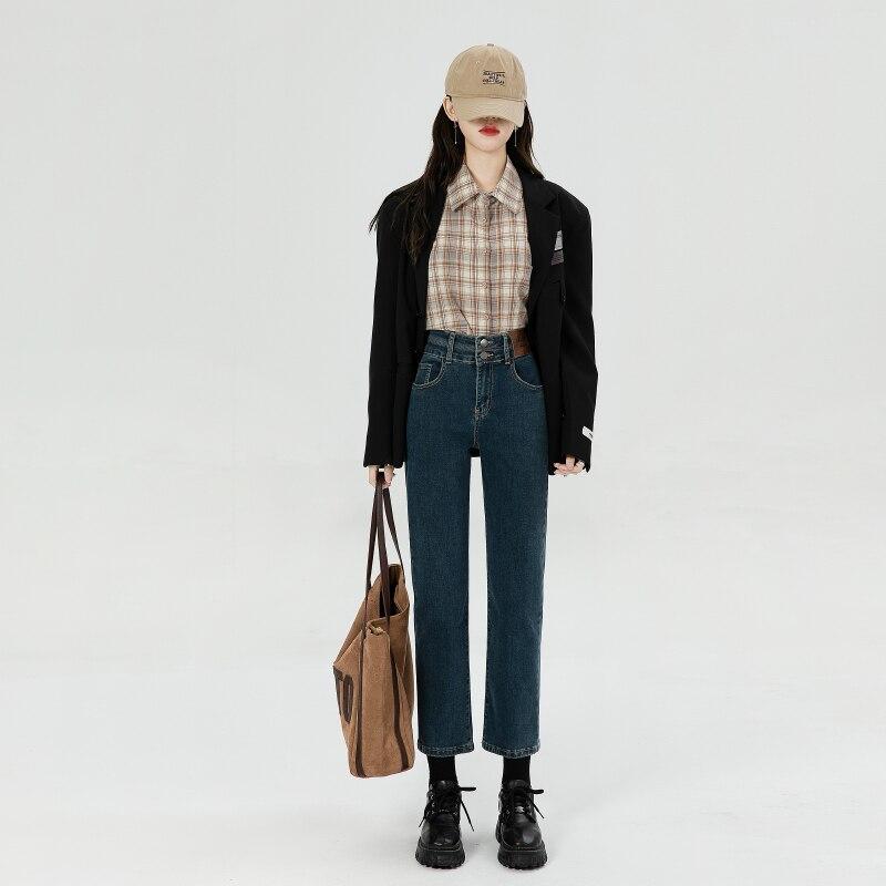 

2022 винтажные новые зимние прямые джинсы с высокой талией, флисовые джинсы для женщин, свободные повседневные широкие брюки, утепленные теплые джинсовые брюки XXL