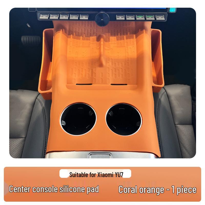 Xiaomi yu7 Wireless Charging Coaster with Integrated Silicone Protective Pad and Side Storage.