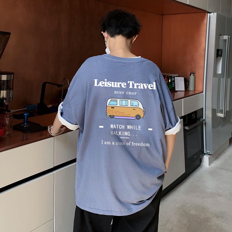 

Трендовая летняя футболка с короткими рукавами 2021 года для мальчиков средней школы — свободный крой, большой размер, студенческий стиль XXL