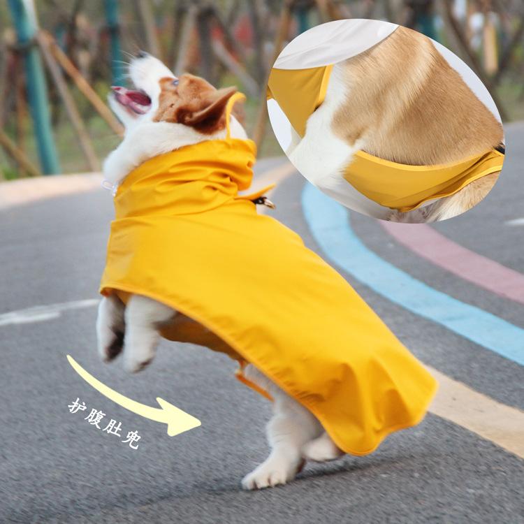 Waterproof Dog Raincoat Cape Easy To Wear for Corgi Teddy Golden Retriever Belly Cover Pet Coat  Dog Jacket Pets Dog Clothes