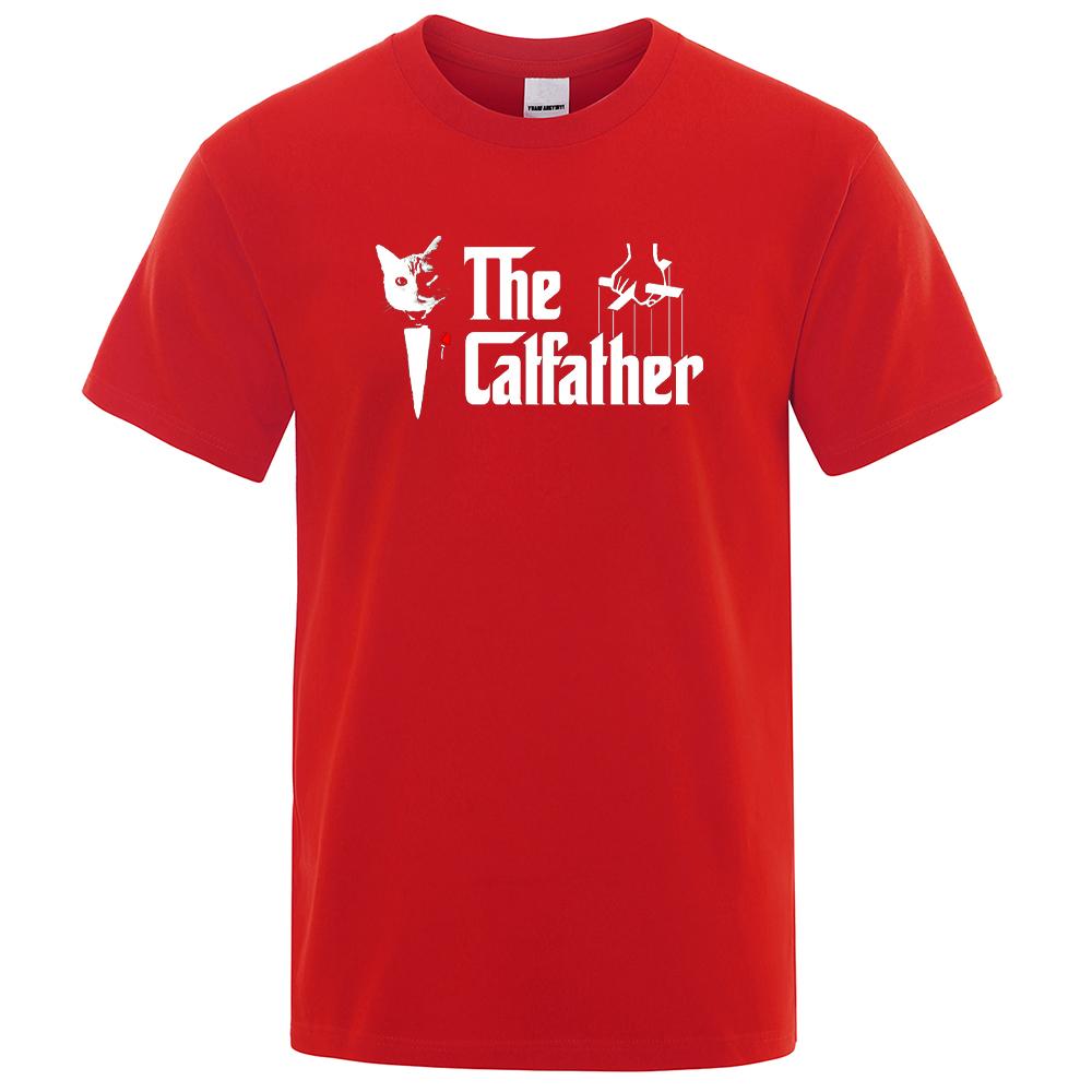 The Catfather Cat Cool Printing Man Tshirt Casual Comfortable T-Shirt Fashion Vintage Tee Shirts Oversized Casual T Shirts Men's