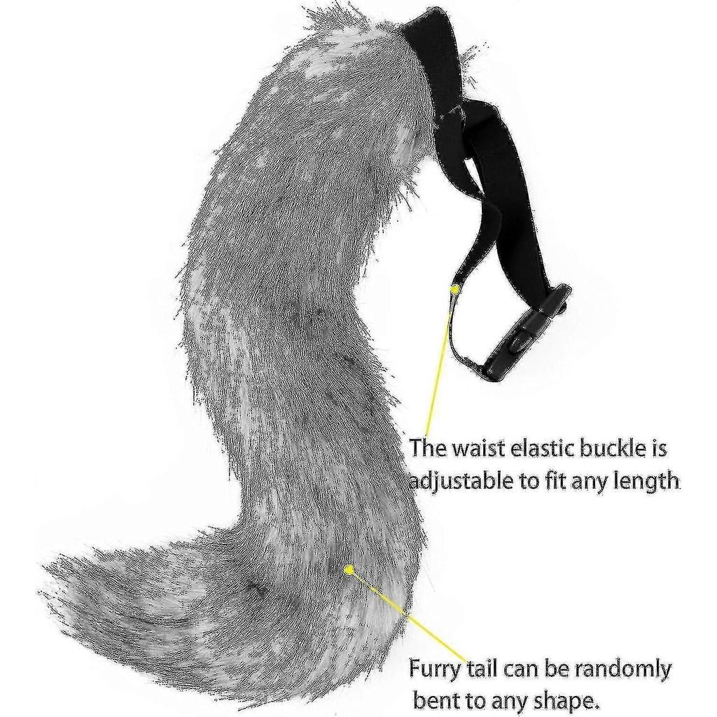 2024Faux Fur Fox Tail Cat Wolf Cosplay Costume Set Plush Mask Fluffy Paw Gloves Halloween Christmas